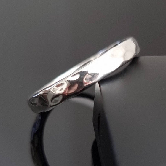 Unisex Narrow Silver Band Ring | Dimpled Sterling Silver