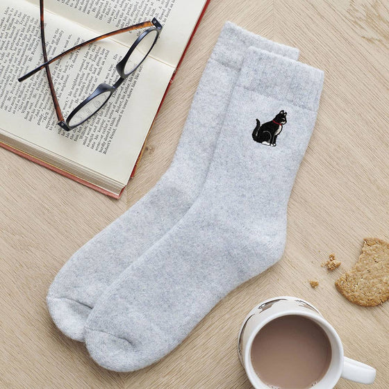 Black and White Cat Wool Socks