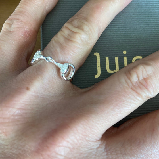 Sterling Silver Snaffle Ring with Crystal Stones