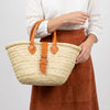 Mini French Market Basket Leather Buckle Straw Bag