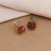 Aquamarine & Strawberry Quartz Dual Stone Handmade Studs
