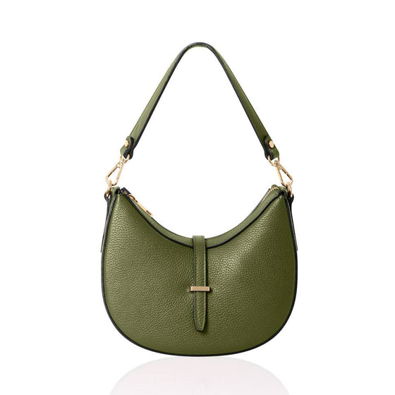 Italian Genuine Leather Crescent Shoulder Bag-Two Straps