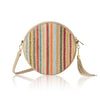 Italian Genuine Leather & Raffia Round Crossbody Bag