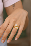 Handmade White Moonstone Rings Gemstone Textured Band Rings
