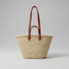 French Market Basket Straw Tote - Double Leather Handles