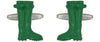 Green Wellington Boots Rhodium Plated Cufflinks