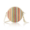 Italian Genuine Leather & Raffia Round Crossbody Bag