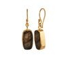 Labradorite Dangle Earring Raw Gold Plated Hook Earrings