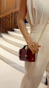 Italian Genuine Leather Mini Box Bag –Top-Handle & Crossbody