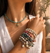 Ceramic Beads Bracelet With Charm - Green