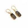 Labradorite Dangle Earring Raw Gold Plated Hook Earrings