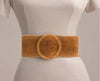 Soft Suede Leather Round Buckle Dress Belt - TAN