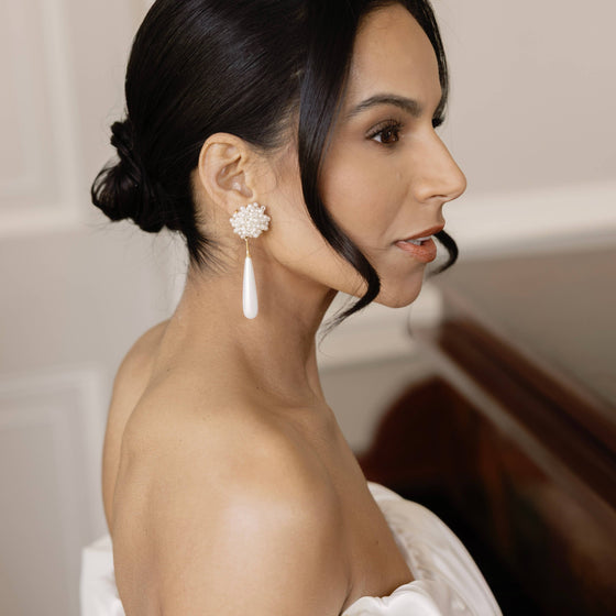 Etta Cluster Pearls and Long Elegant Pearl Earrings
