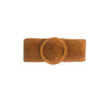 Soft Suede Leather Round Buckle Dress Belt - TAN