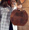 Handmade Womens Leather Handbag Shoulder Bag Round Tote