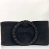 Women's Soft Suede Leather Dress Belt With Buckle- BLACK