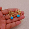 Turquoise Circle Stud Textured Geometric Design Earrings