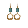 Gold Plated Green Agate Druzy Gemstone Earrings