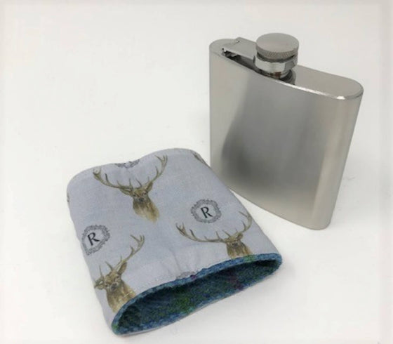 6oz Harris Tweed Hip Flask - Pink Tartan- HT22