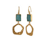 Gold Plated Green Agate Druzy Gemstone Earrings