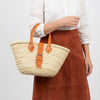Mini French Market Basket Leather Buckle Straw Bag