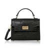 Italian Genuine Leather Coco Croc-Embossed Crossbody Bag - Dark Chocolate
