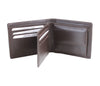 Brown Leather Wallet, RFID Lining, ID Partition & Coin Pouch