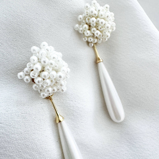 Etta Cluster Pearls and Long Elegant Pearl Earrings