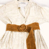 Soft Suede Leather Round Buckle Dress Belt - TAN