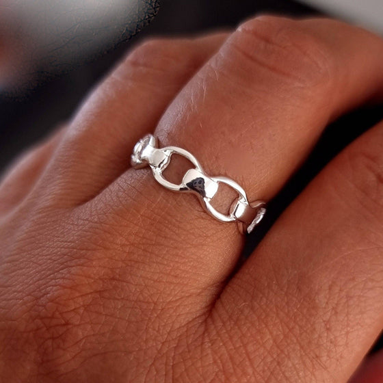 Horse Bit Snaffle Equestrian Sterling Silver Ring