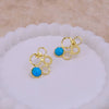 Turquoise Circle Stud Textured Geometric Design Earrings