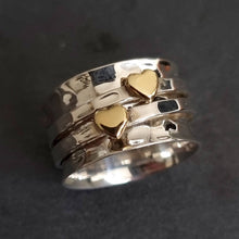  Gold Heart Sterling Silver Spinner Ring