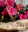 18ct Gold Plated Rose Quartz Pendant Necklace