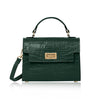 Italian Genuine Leather Coco Croc-Embossed Crossbody Bag - Dark Chocolate