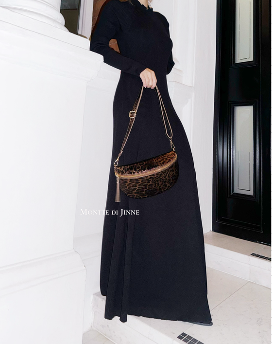 Italian Leather Leopard Print Crossbody Bum Bag