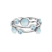  Lola Nine Stone Larimar and blue topaz ring