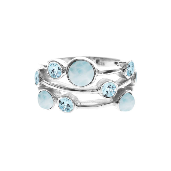 Lola Nine Stone Larimar and blue topaz ring