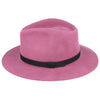 Wool Fedora Hat with Leather Band - Raspberry