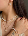 14ct Gold Plated Fresh Water Pearl T- Bar Bracelet