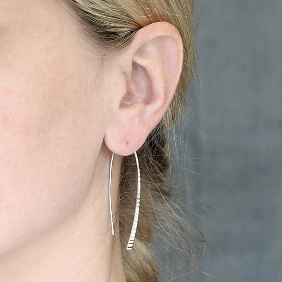 Sterling Silver Diamond Cut Tapered Bar Earrings