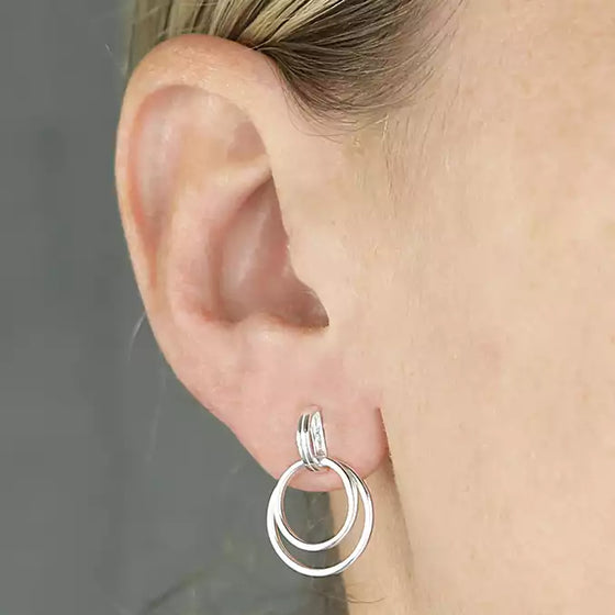 Sterling Silver Double Circle Stud