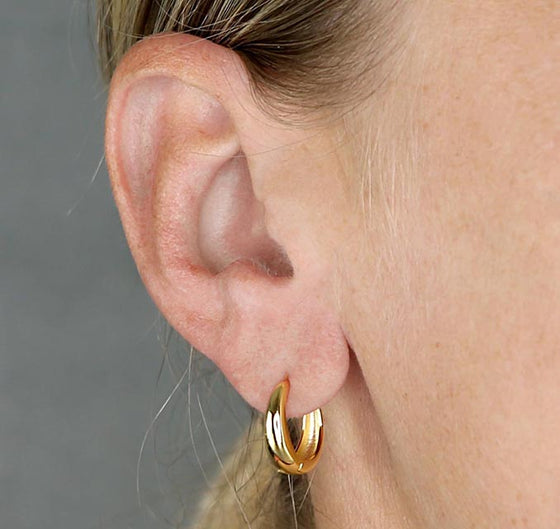 Gold Plated Sterling Silver Earring Tapered hinged Hoop