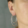 Sterling Silver Plain and textured double creole Hoop