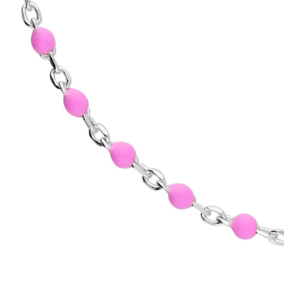 Barbie Pink Sterling Silver Italian pink enamel bead Necklace
