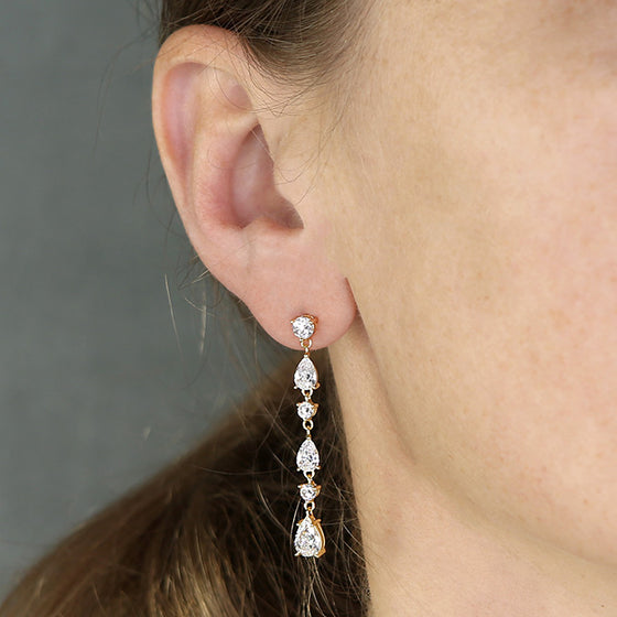 18ct Gold Plated Silver CZ Drop Earrings