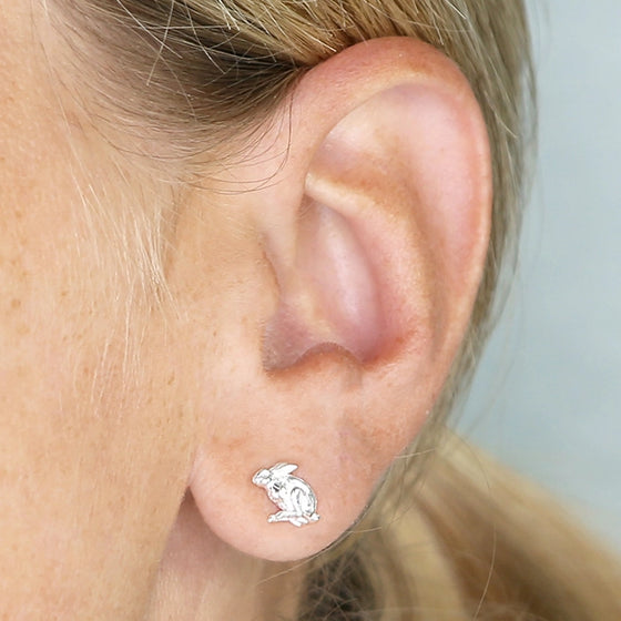 Sterling Silver Hare Stud Earrings