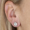 Sterling Silver Fresh Water Pearl  & CZ Earring Studs