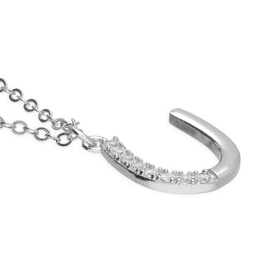 Sterling silver necklace  open horseshoe pendant