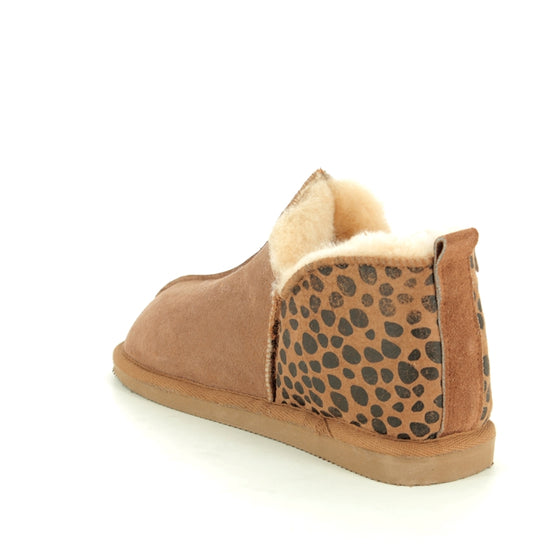 Annie Sheepskin Slippers with Leopard Print