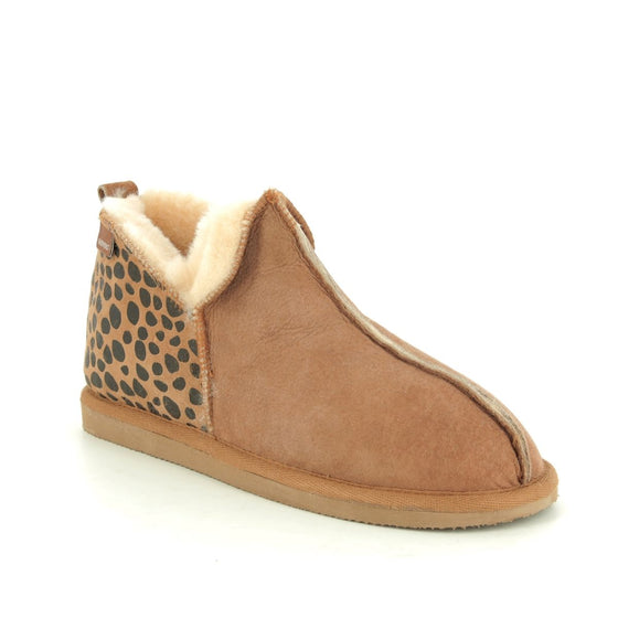 Annie Sheepskin Slippers with Leopard Print